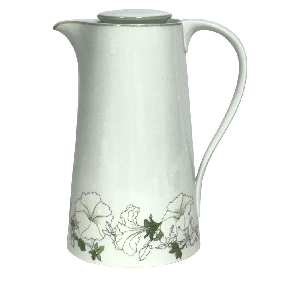 Watercolors Block Spal Portugal 'White Petunias' Long Spout 9" Coffee Pot w/Lid
